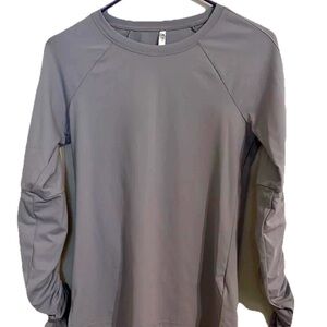 Fabletics Gray Raglan Ruched Sweatshirt